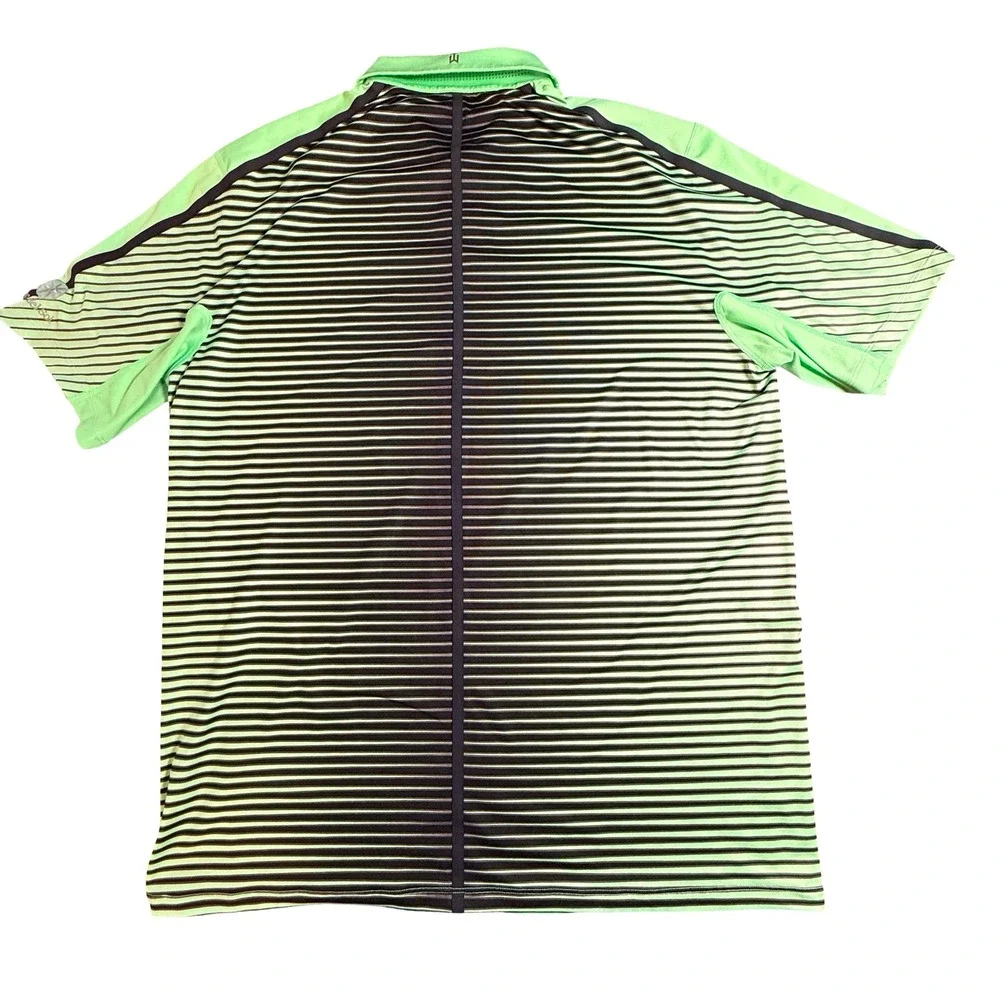 Nike Golf Tiger Woods‎ Collection Polo Shirt Mens L Green Black Stripe Dri-FIT